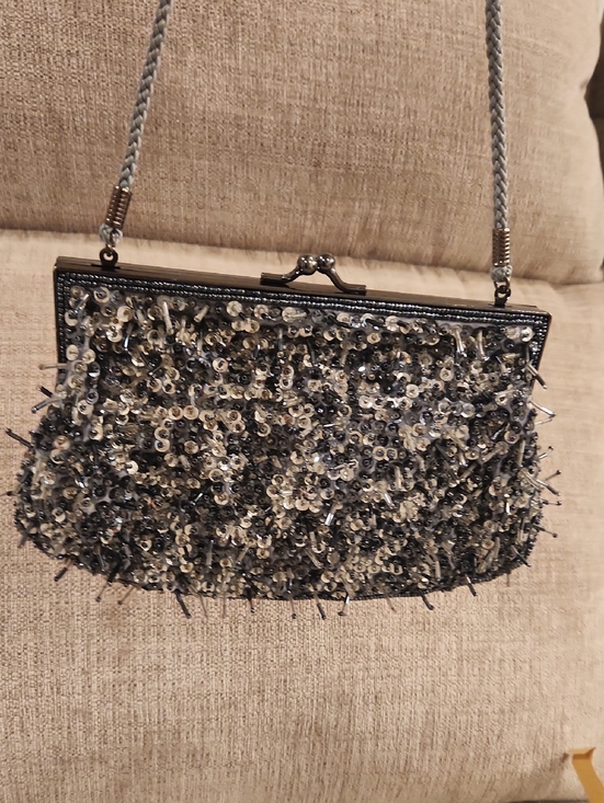 Lancome Handbags - Sequined Evening Shoulder Bag in Black and Silver